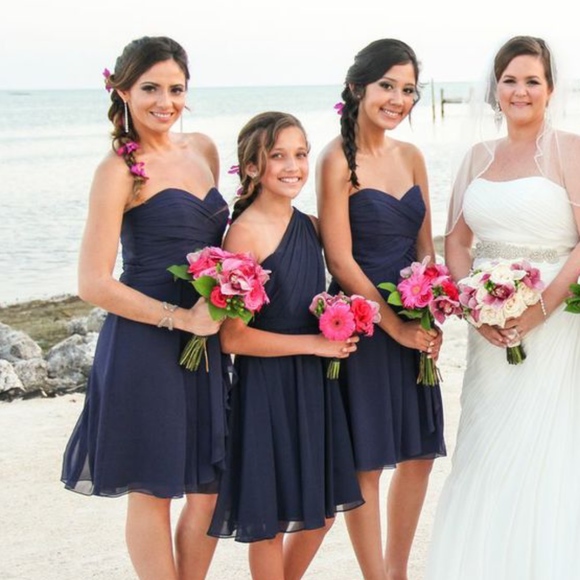 2 Available!! David’s Bridal Navy Bridesmaid Dress - Picture 2 of 8